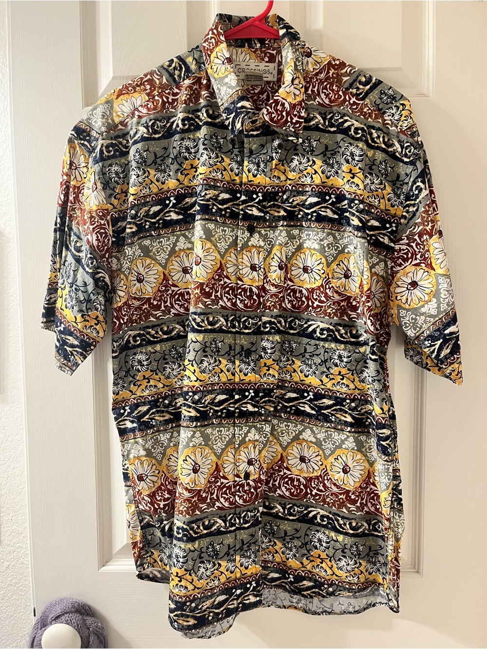 crossings men’s multi color short sleeve casual vacation dress shirt 100% cotton